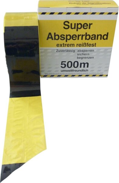 Kelmaplast Absperrband 500m gelb/schwarz Rolle
