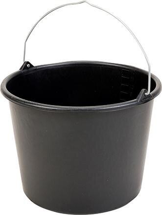 Baueimer 12 L schwarz mit Skala und Knopfbügel, Ø 315 x 230 mm