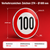 Verkehrszeichen 274 Ronde 600mm RA2