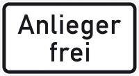 Zusatzzeichen ZZ.1020-30 Anlieger frei RA2