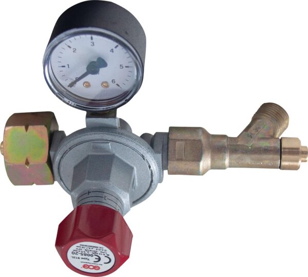 Regler für Propanflaschen 5/11/33kg mit Manometer Gasdruck 0,5-4bar GCE Rhöna