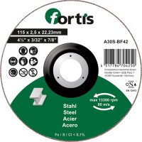 Trennscheibe Stahl 115 x 2,5mm gekr. FORTIS