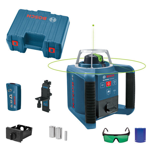 Bosch Rotationslaser GRL 300 HVG – grüne Linie, Selbstnivellierung ±5°, Schockwarnung, inkl. Fernbedienung & Koffer
