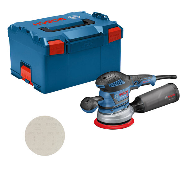 Bosch Exzenterschleifer GEX 40-150 in L-BOXX, Microfilter, Zusatzhandgriff, Drehzahlvorwahl, Vibration Control