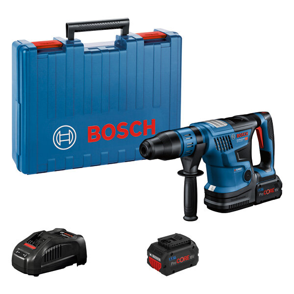Bosch Akku-Bohrhammer BITURBO SDS max GBH 18V-36 C, 2x ProCORE18V 5.5Ah Akkus, Bluetooth, Schnellladegerät, Koffer