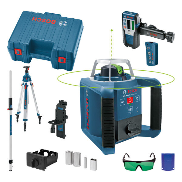 Bosch Rotationslaser GRL 300 HVG + Baustativ BT 300 HD + Messstab GR 240 + Laser-Empfänger + Fernbedienung
