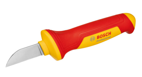 Bosch VDE-Kabelmesser, isoliert, VDE 1000V geprüft, S2-Stahlklinge, Softgrip, Daumenauflage, Klingenschutz