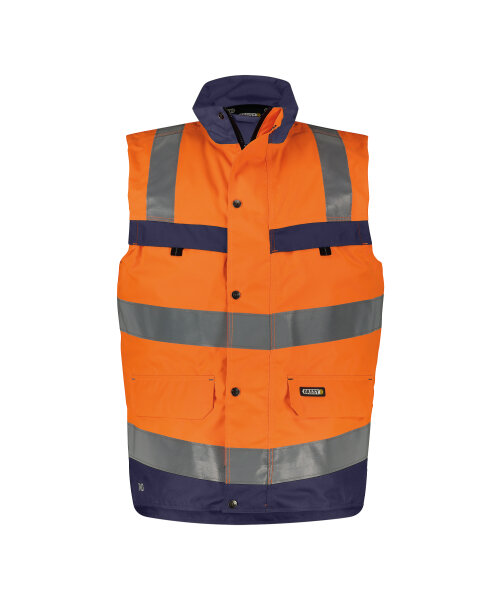 DASSY® Herren Warnschutzweste Bilbao mit Reflexstreifen für Baustelle & Verkehr– Warnschutzklasse 2 – 350100 Neonorange/Dunkelblau Gr. 2XL