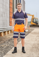 Dassy Herren Warnschutz Shorts Venna für maximale Sicherheit bei Hitze – Klasse 1 – 250030 Neonorange/Dunkelblau