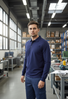 Rofa Herren Langarm Poloshirt 128115 Marine - mit...