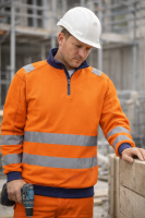 Dassy Herren Warnschutz Sweatshirt Denver mit hoher Sichtbarkeit – Klasse 2 – 300376 Neonorange/Dunkelblau