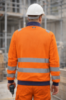 Dassy Herren Warnschutz Sweatshirt Denver mit hoher Sichtbarkeit – Klasse 2 – 300376 Neonorange/Dunkelblau