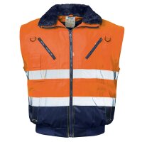 Feldtmann Herren Warnschutzjacke Erik mit Reflexstreifen und Fütterung – Klasse 3 –  Neonorange/Dunkelblau