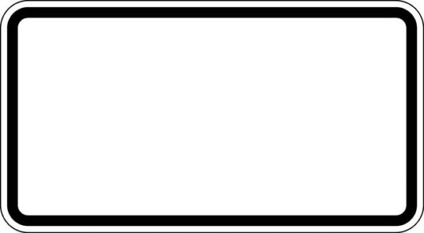 Zusatzzeichen blanko, 330x600mm Grund weiß - Rand schwarz RAL-Gütezeichen Folie RA2