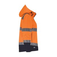 Damen Warnschutz-Softshelljacke Malaga mit Taschen & abnehmbarer Kapuze Gr. XS