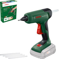 Bosch Akku-Heißklebepistole AdvancedGlue 18V, 2 Temp., 90s Start, 4 Klebesticks, Power for All-System