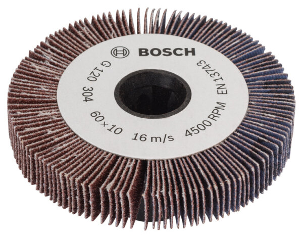 Bosch Fächerschleifer 10mm K120, 10mm-Lamellenrolle, hohe Abtragsleistung, Kartonverpackung