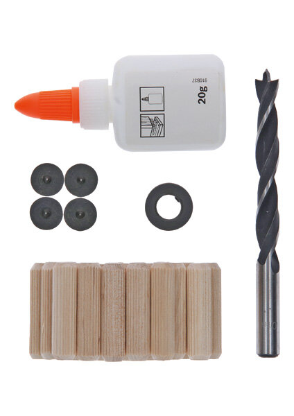 Bosch 27-tlg. Holzdübel-Set, 10 mm – inkl. Bohrer, Tiefenanschlag, Dübelsetzer & Holzleim