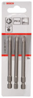 Bosch Schrauberbit Extra-Hart PH 3, 89 mm, 3er-Pack – S2-Stahl, Torsionszone, hohe Haltbarkeit