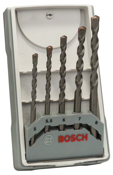 Bosch 5-tlg. CYL-3 Betonbohrer-Set, 5–8 mm – Carbide-Mix, hohe Standfestigkeit, 2-spiraliges U-Design, PGM-zertifiziert