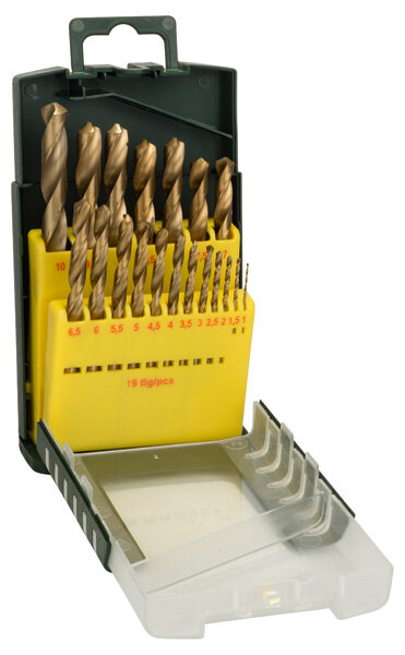Bosch 19-teiliges HSS-TiN-Metallbohrer-Set, inkl. Ø1-10 mm, hohe Verschleißfestigkeit