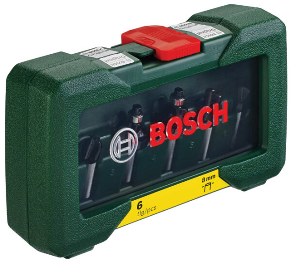 Bosch 6-teiliges HM-Fräser-Set (8 mm Schaft), Profi-Qualität, langlebig
