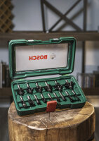 Bosch 15-teiliges HM-Fräser-Set (1/4" mm Schaft) – Präzise, langlebig, inkl. Aufbewahrungbox