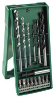 Bosch Mini-X-Line Mixed-Set, 15-tlg, 3 Stein-, 3 Holzbohrer, 8 Schrauberbits, kompakt & vielseitig