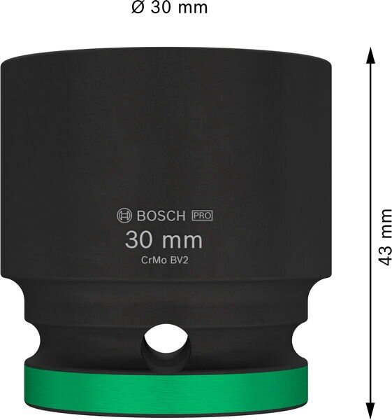 Bosch PRO Impact Steckschlüsselsatz 1/2", 30 mm, CR-Mo Stahl, Phosphatbeschichtung, rostschutz