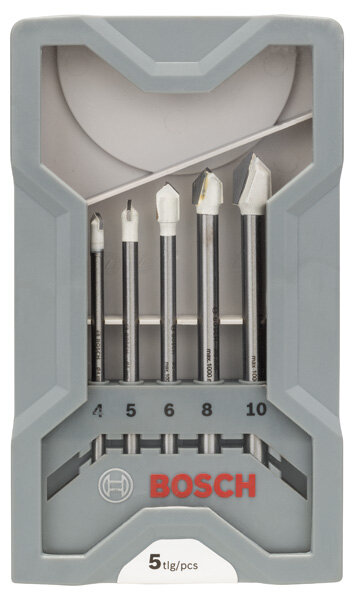Bosch 5-tlg. CYL-9 Ceramic Fliesenbohrer-Set, 4–10 mm – trockenbohrend, spirallos, für weiche bis mittlere Fliesen