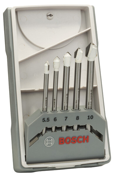 Bosch 5-tlg. CYL-9 Ceramic Fliesenbohrer-Set, 5,5–10 mm – trockenbohr., spirallos, schlagsyst.offen