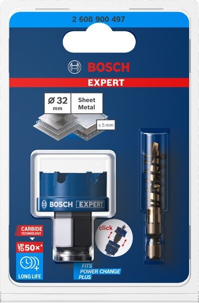 Bosch EXPERT Sheet Metal Lochsäge 32 x 5 mm, Bosch Carbide Tech, langl., präzise, für Edelstahl