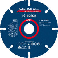 Bosch EXPERT Carbide Multi Wheel Trennscheibe 125mm, 22,23mm – langl. & vielseitig, Bosch Carbide Tech