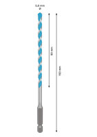 Bosch EXPERT HEX-9 Multi Construction Bohrer, 5x90x150 mm, Zentrierspitze, Multi-Material, präzise