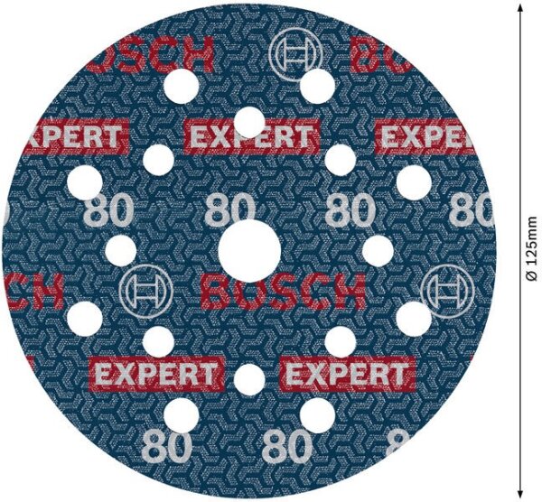 Bosch EXPERT O780 Folienschleifscheibe, 125 mm, G80 – langl. & reißfest, Ceramic Tech, Nass-/Trockenschl.