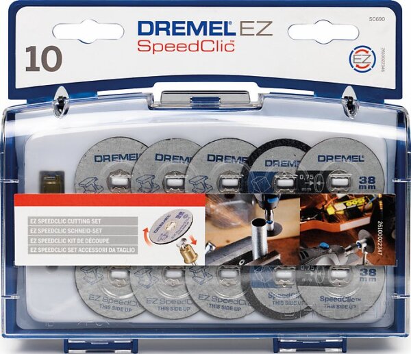 Dremel EZ SpeedClic Schneid-Set, mit 10 Trennscheiben (Metall/Kunststoff) & Schnellwechsel-Aufsatz