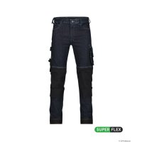DASSY® Herren Arbeitsjeans Kyoto mit Kniepolstertaschen und Cordura Stretch in Plusgröße – 201084 Jeansblau/Schwarz Gr. 46